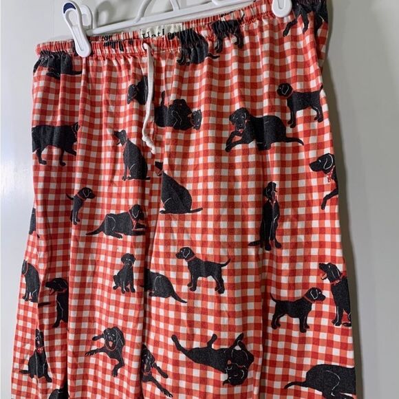 Hatley Large Red and White Plaid Black‎ Lab Pajama Pants - Picture 2 of 4